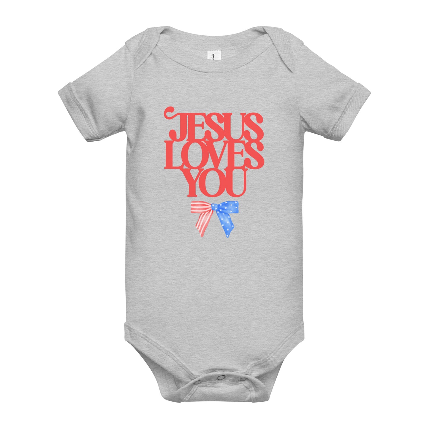 Jesus Loves You (American Bow) - Baby short sleeve one piece