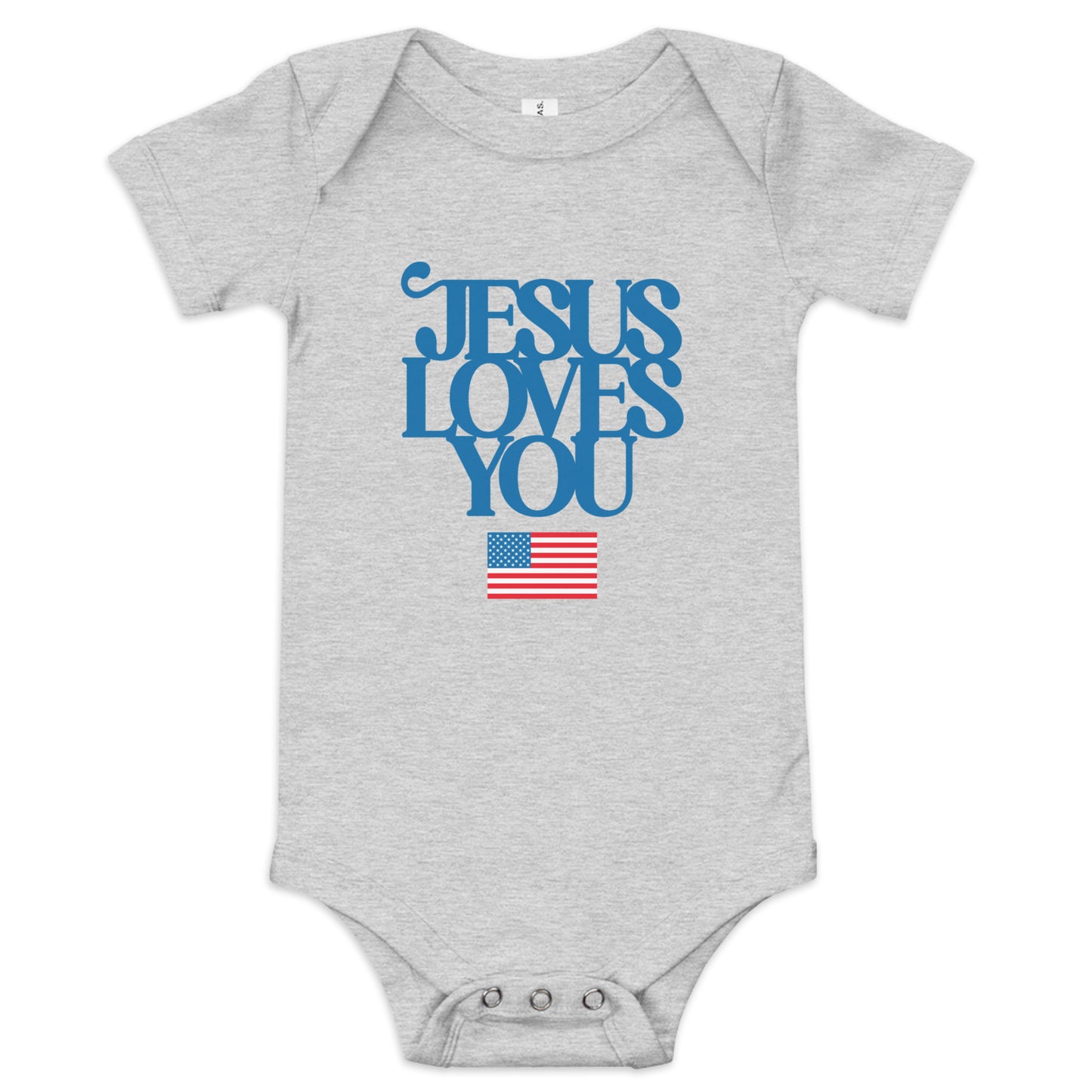 Jesus Loves You (USA Flag) - Baby short sleeve one piece