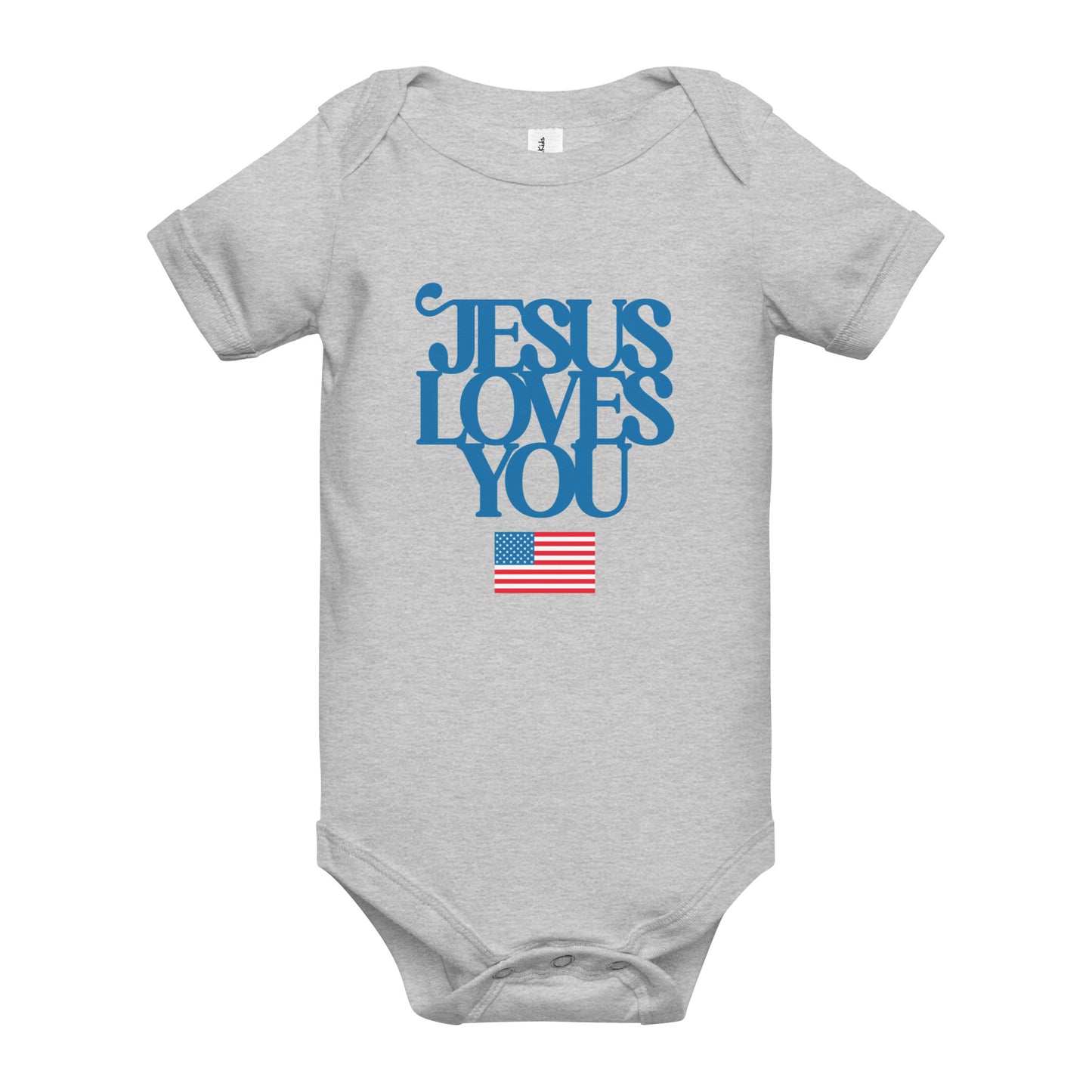 Jesus Loves You (USA Flag) - Baby short sleeve one piece