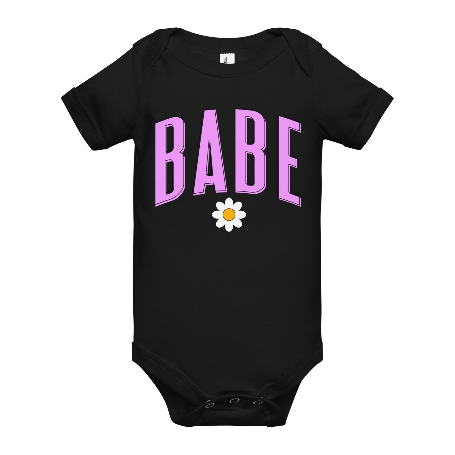 Babe - Baby short sleeve onesie (Pink letters)