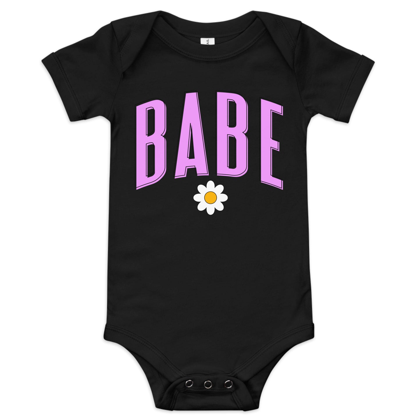 Babe - Baby short sleeve onesie (Pink letters)