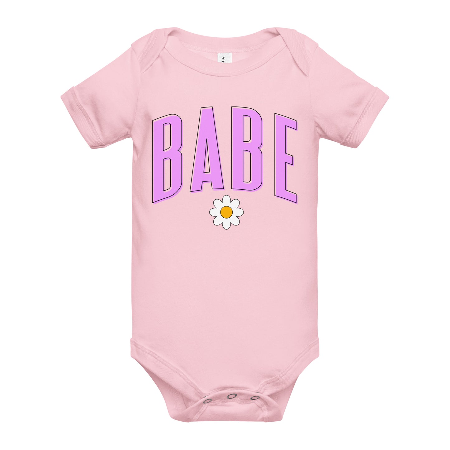 Babe - Baby short sleeve onesie (Pink letters)