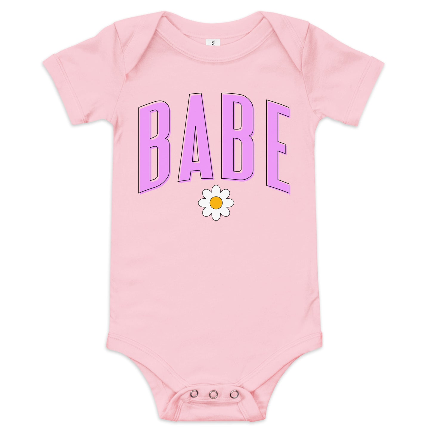 Babe - Baby short sleeve onesie (Pink letters)