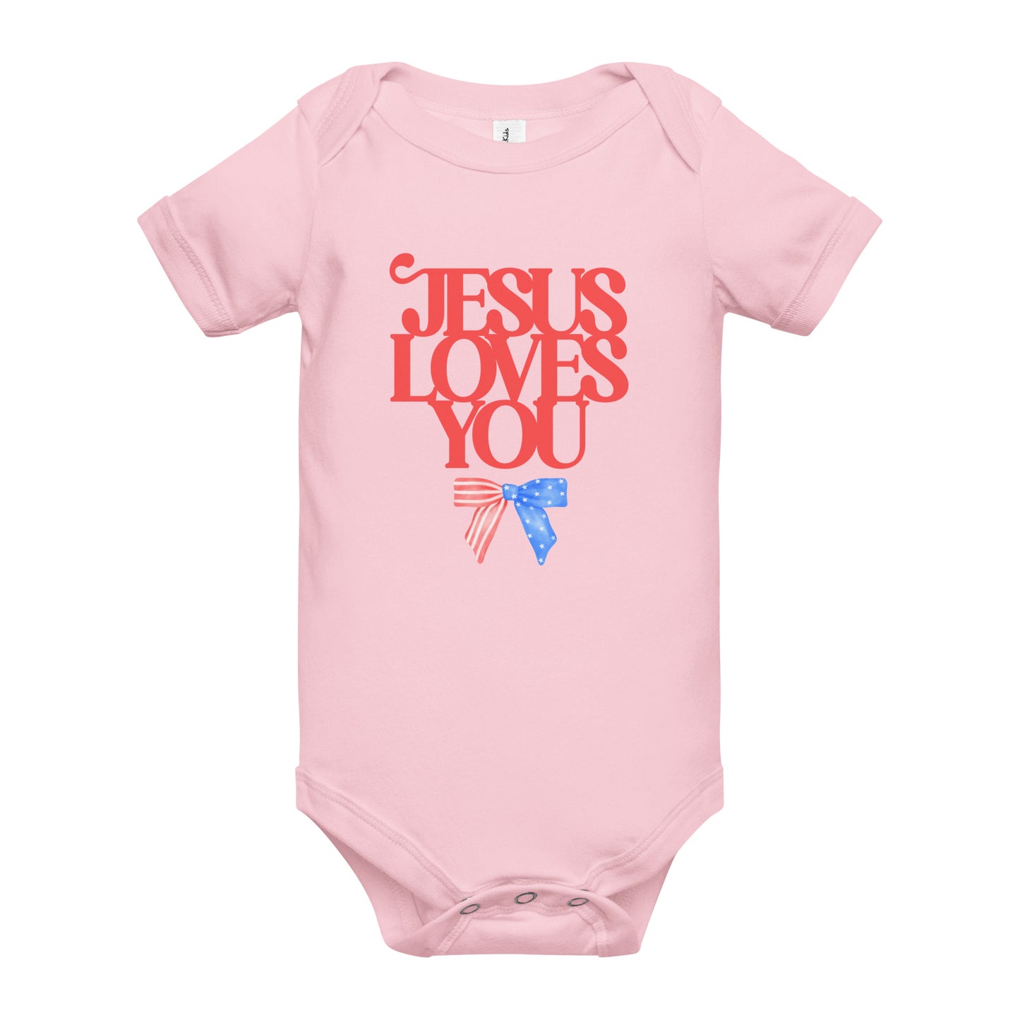 Jesus Loves You (American Bow) - Baby short sleeve one piece