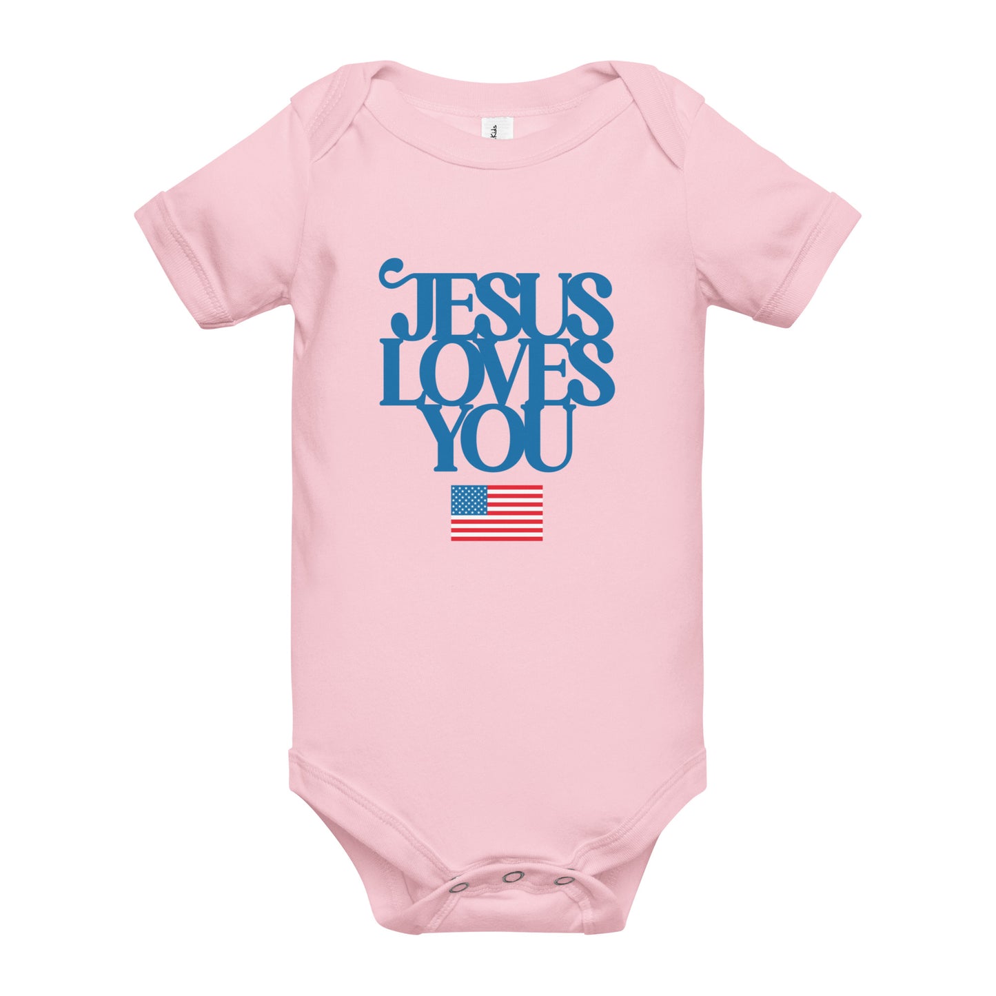 Jesus Loves You (USA Flag) - Baby short sleeve one piece