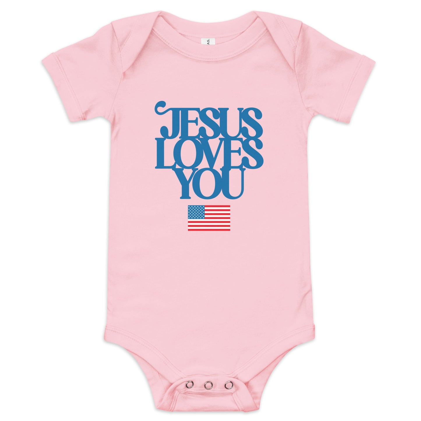 Jesus Loves You (USA Flag) - Baby short sleeve one piece