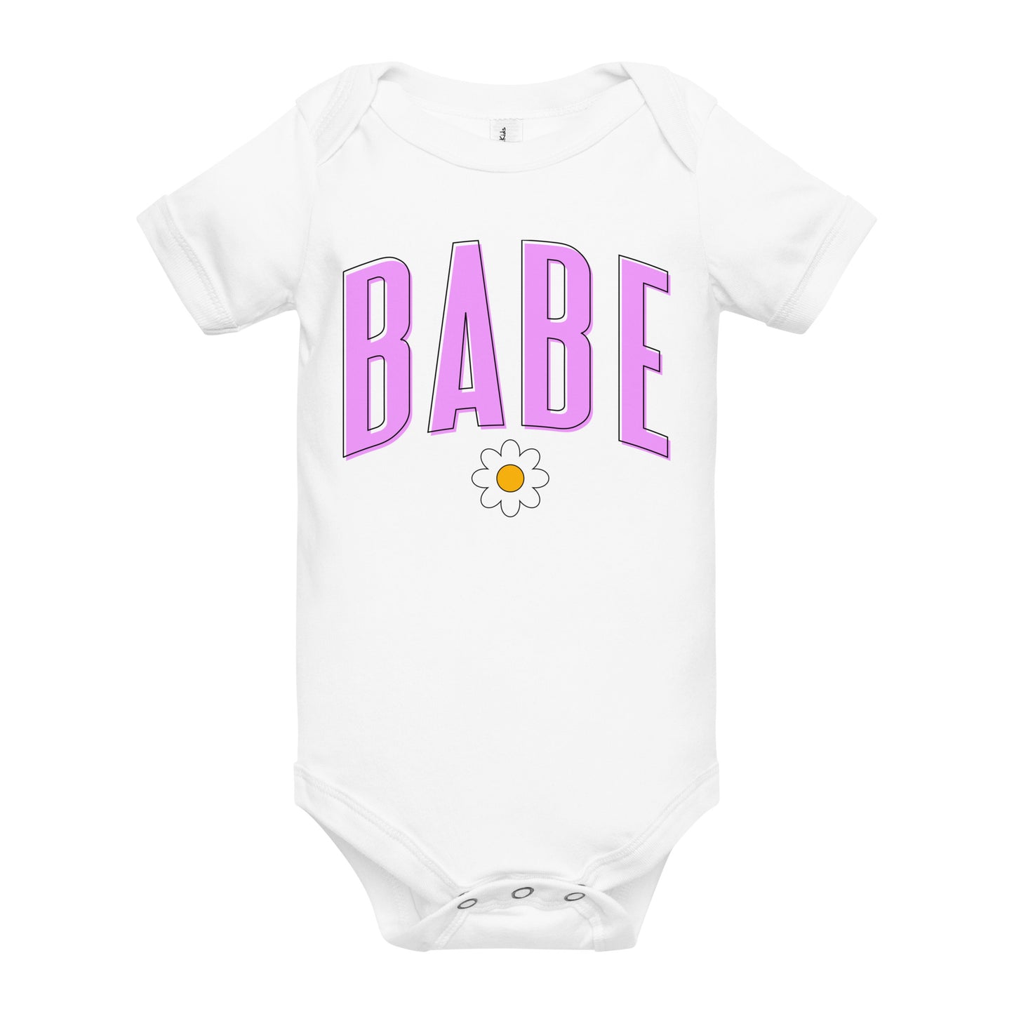 Babe - Baby short sleeve onesie (Pink letters)