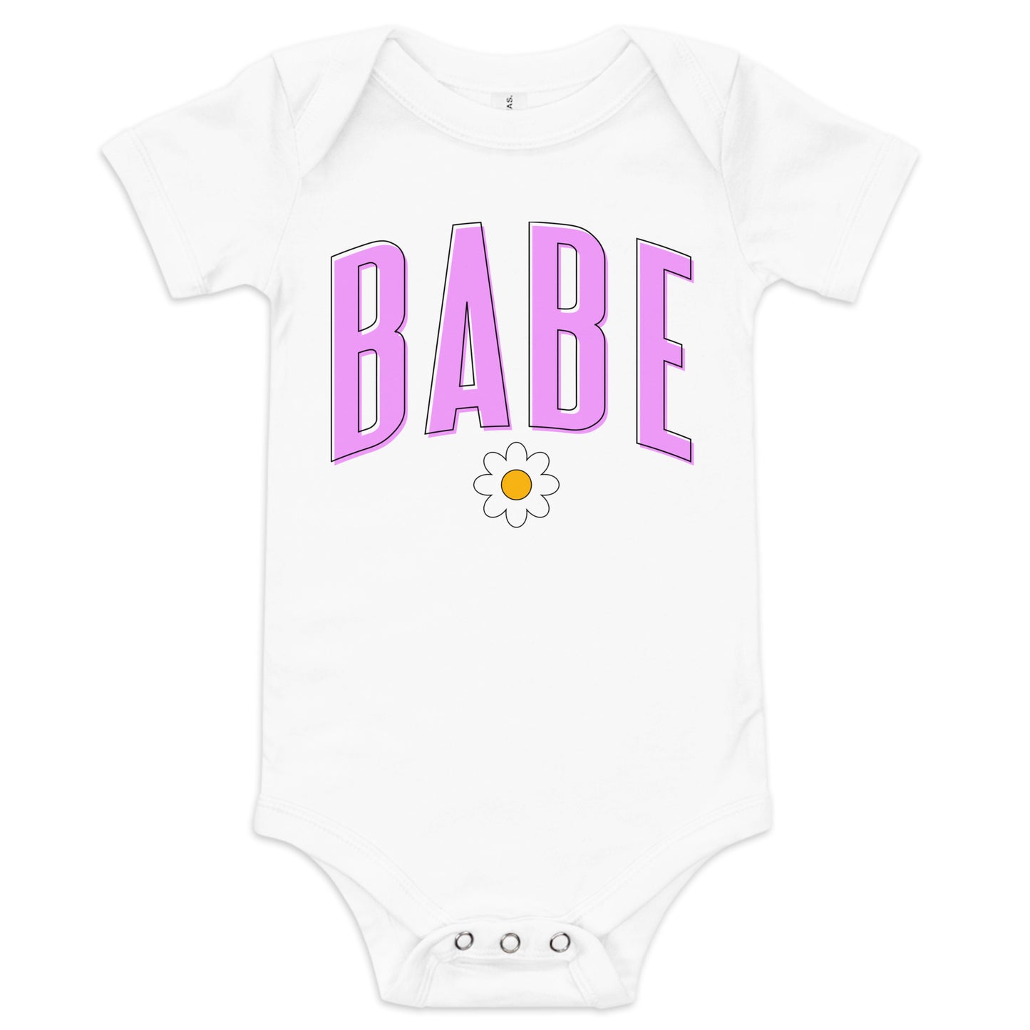 Babe - Baby short sleeve onesie (Pink letters)