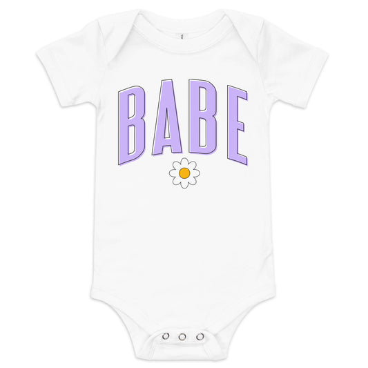 Babe - Baby short sleeve onesie (Purple letters)