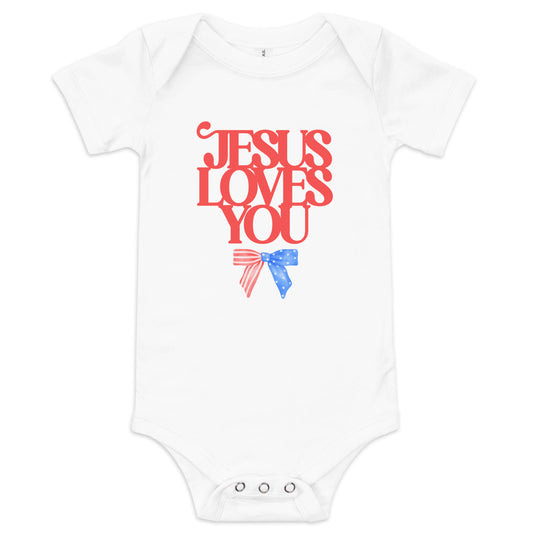 Jesus Loves You (American Bow) - Baby short sleeve one piece