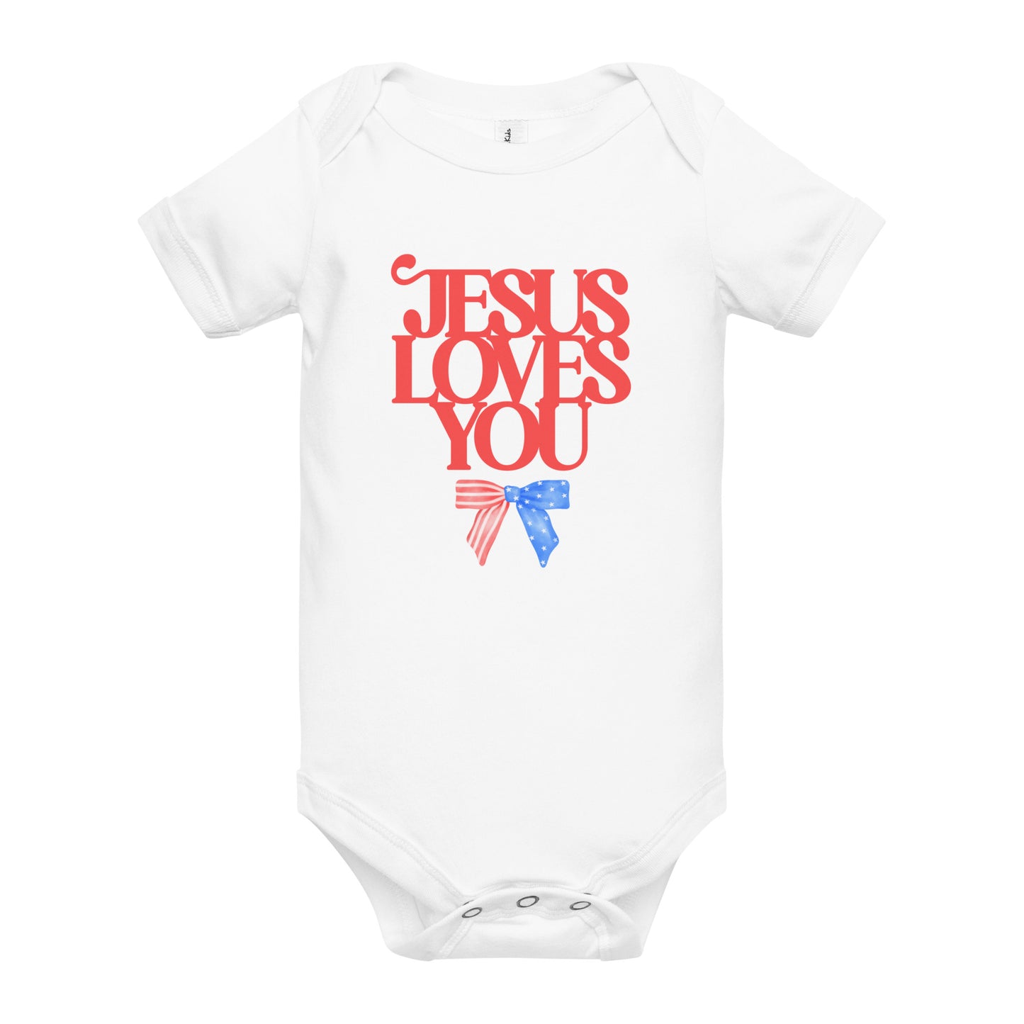 Jesus Loves You (American Bow) - Baby short sleeve one piece