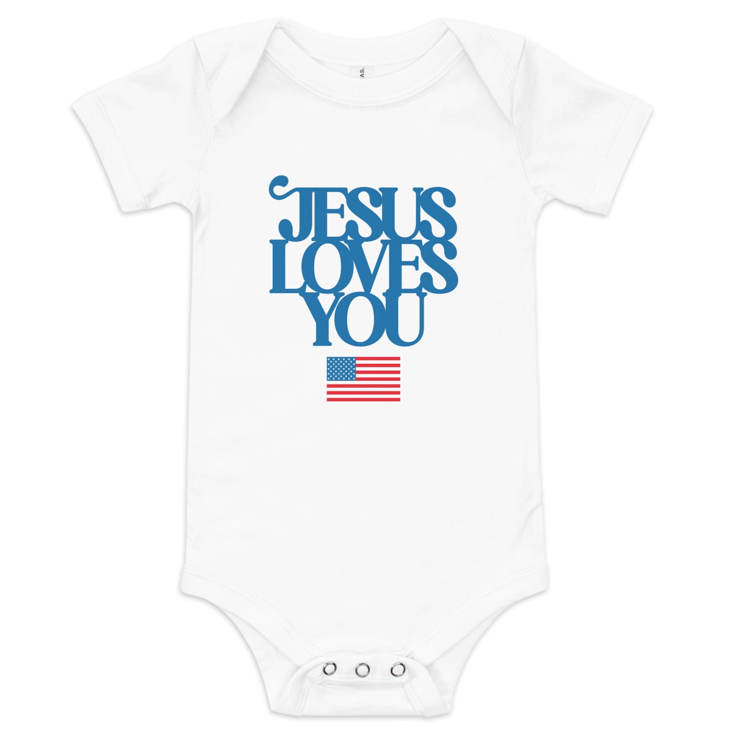 Jesus Loves You (USA Flag) - Baby short sleeve one piece