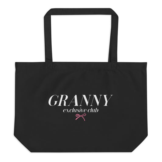 Granny Club - Large Organic Tote Bag (Black)