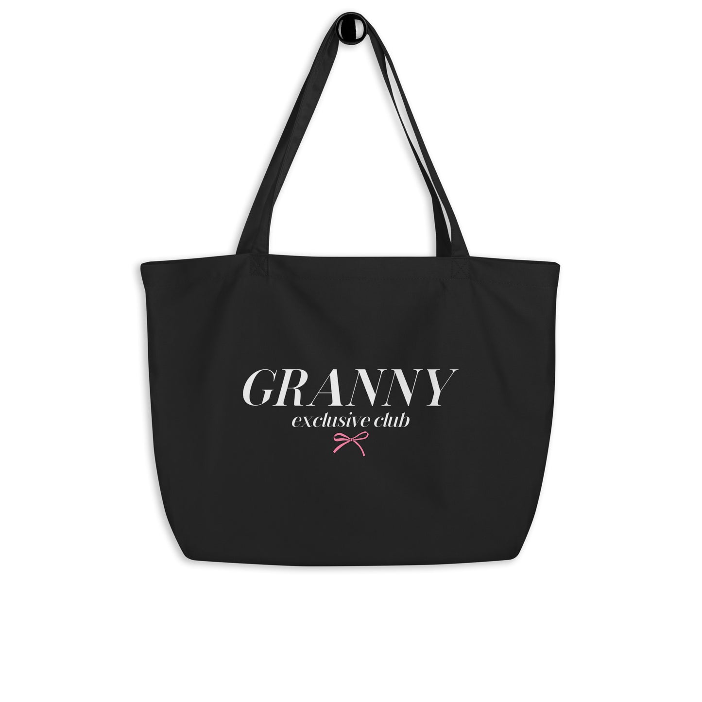 Granny Club - Large Organic Tote Bag (Black)