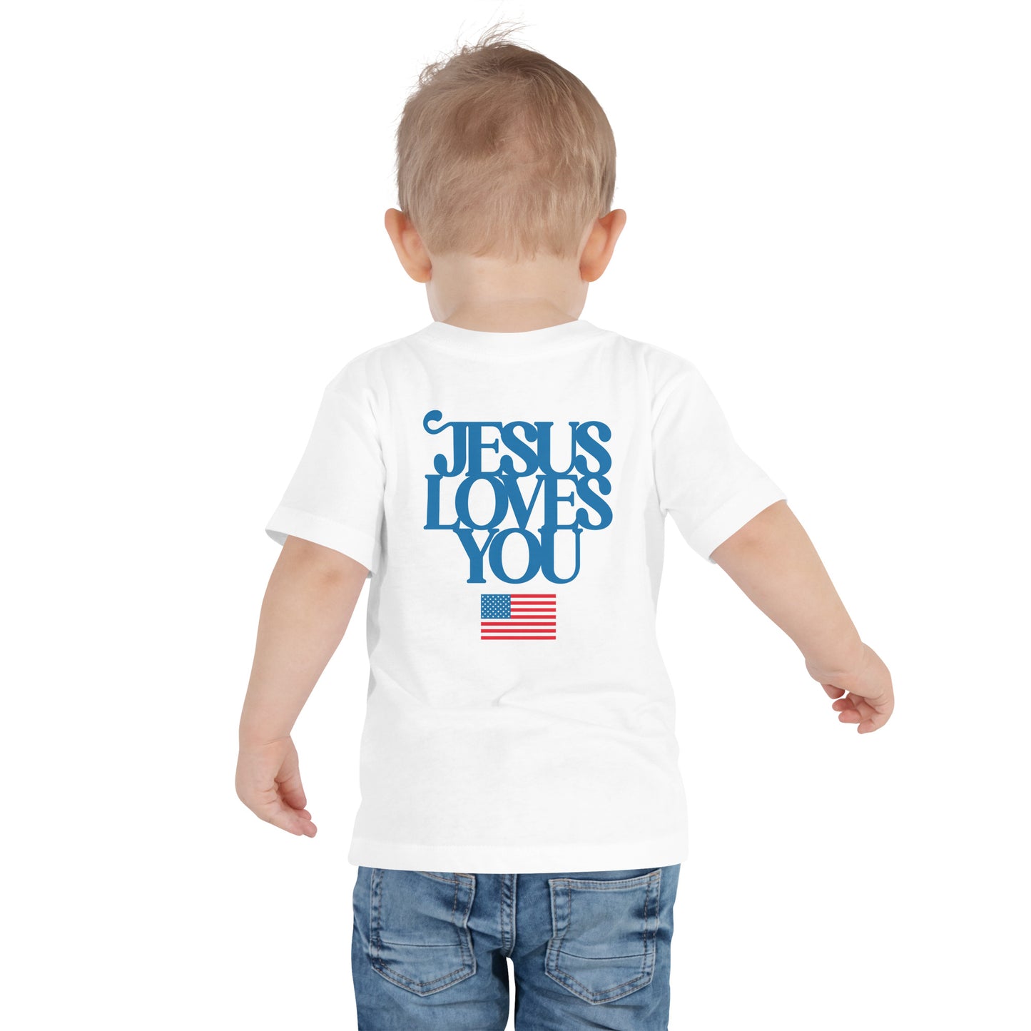 Patriotic Good News JLY (Blue Letters) - Toddler Short Sleeve Tee