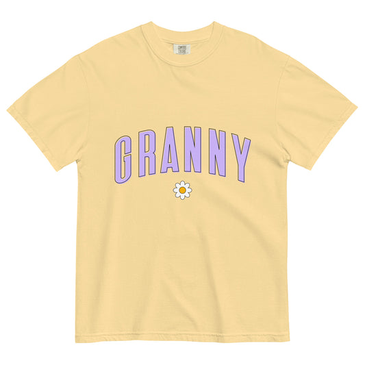 Daisy Granny Heavyweight T-shirt - Purple Letters