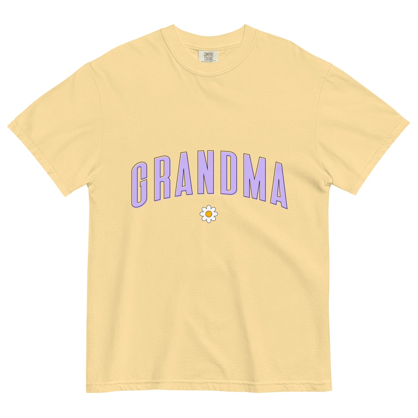 Daisy Grandma Heavyweight T-shirt - Purple Letters