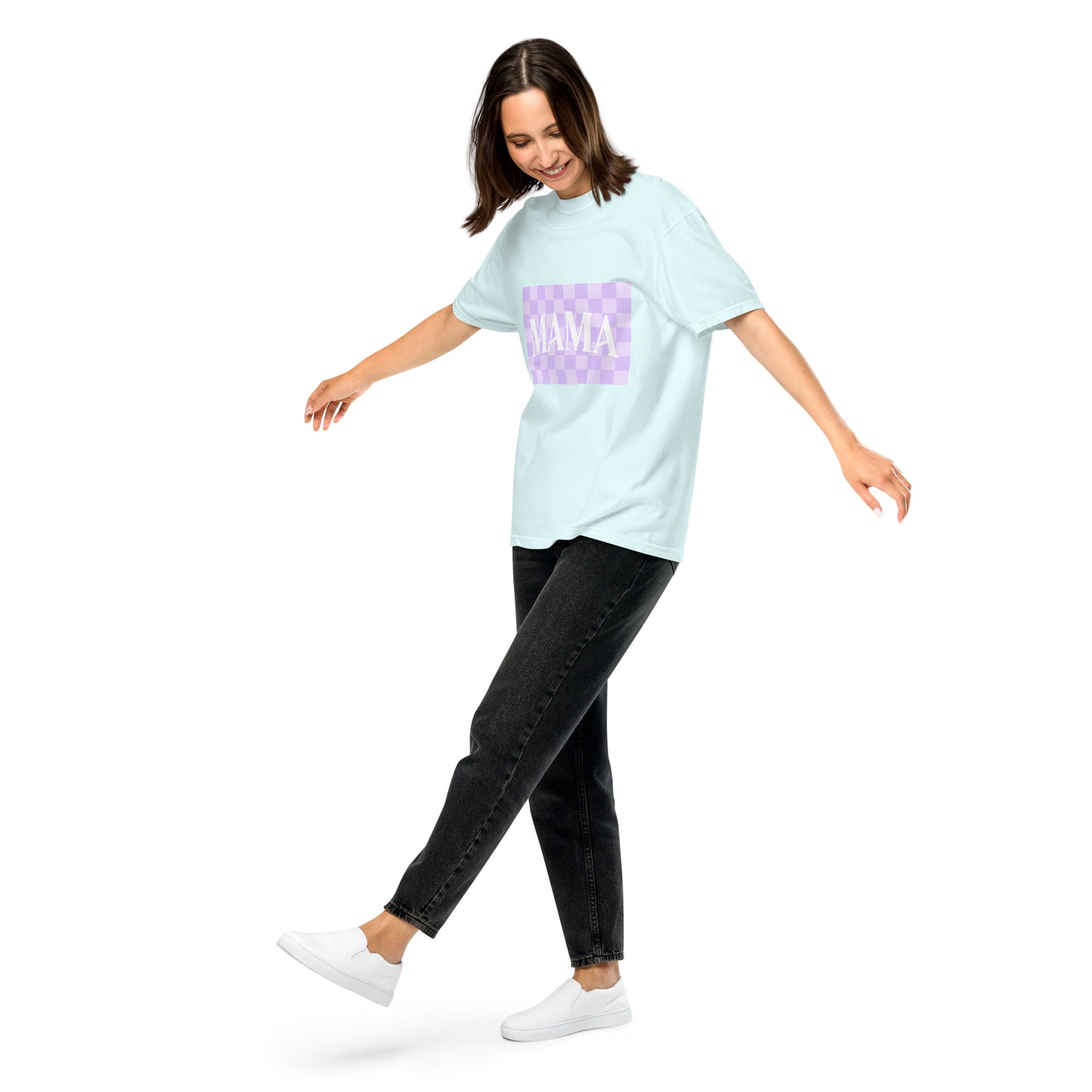 Mama Purple Checkered Heavyweight T-shirt