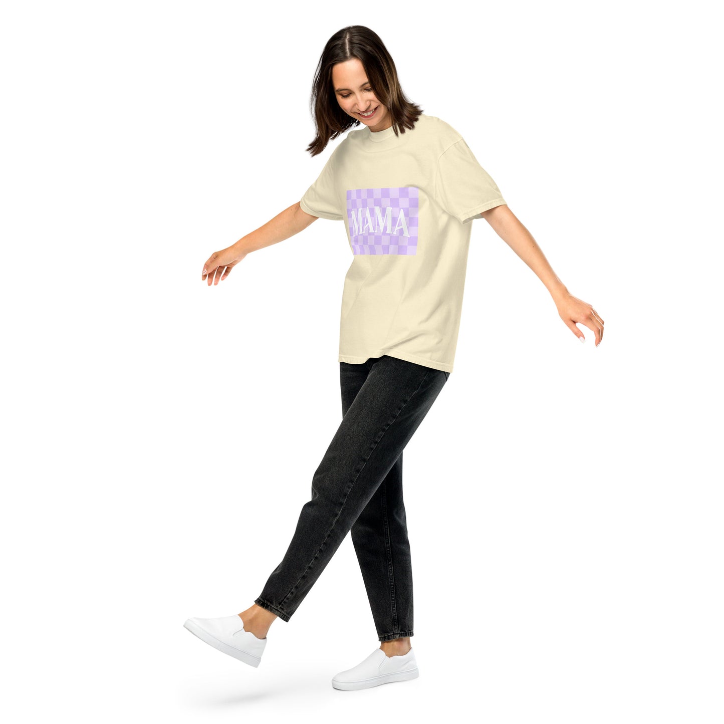 Mama Purple Checkered Heavyweight T-shirt