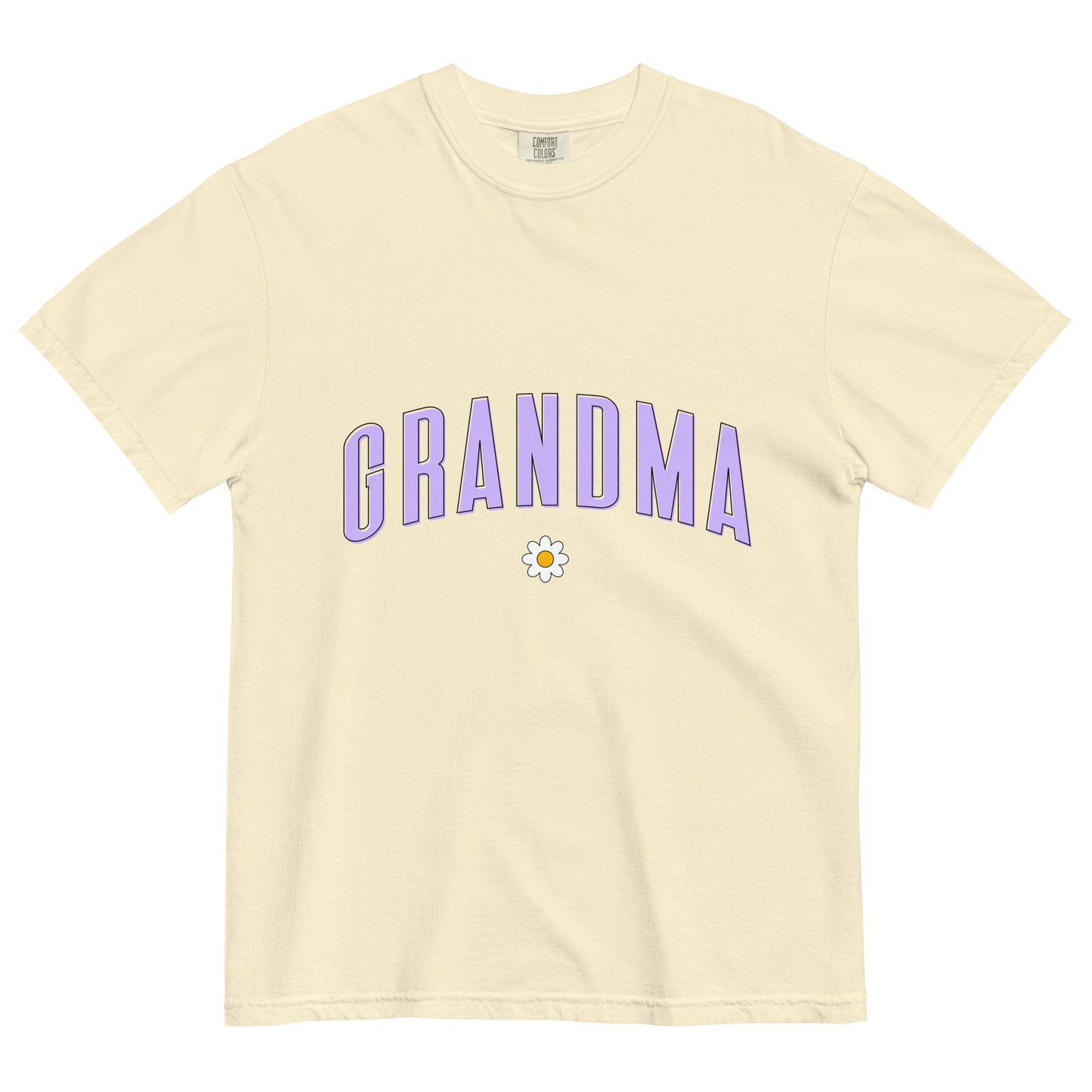 Daisy Grandma Heavyweight T-shirt - Purple Letters