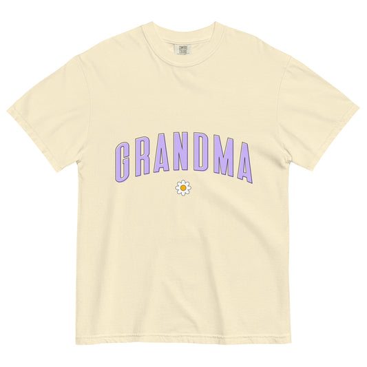 Daisy Grandma Heavyweight T-shirt - Purple Letters