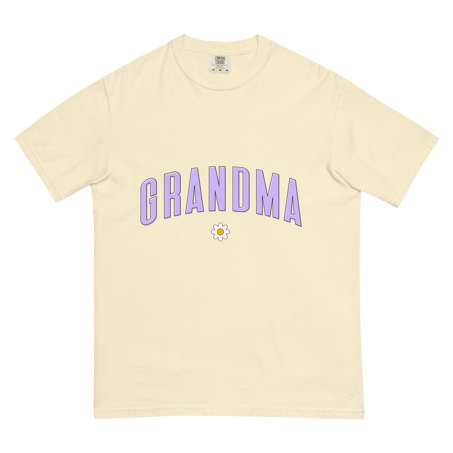 Daisy Grandma Heavyweight T-shirt - Purple Letters