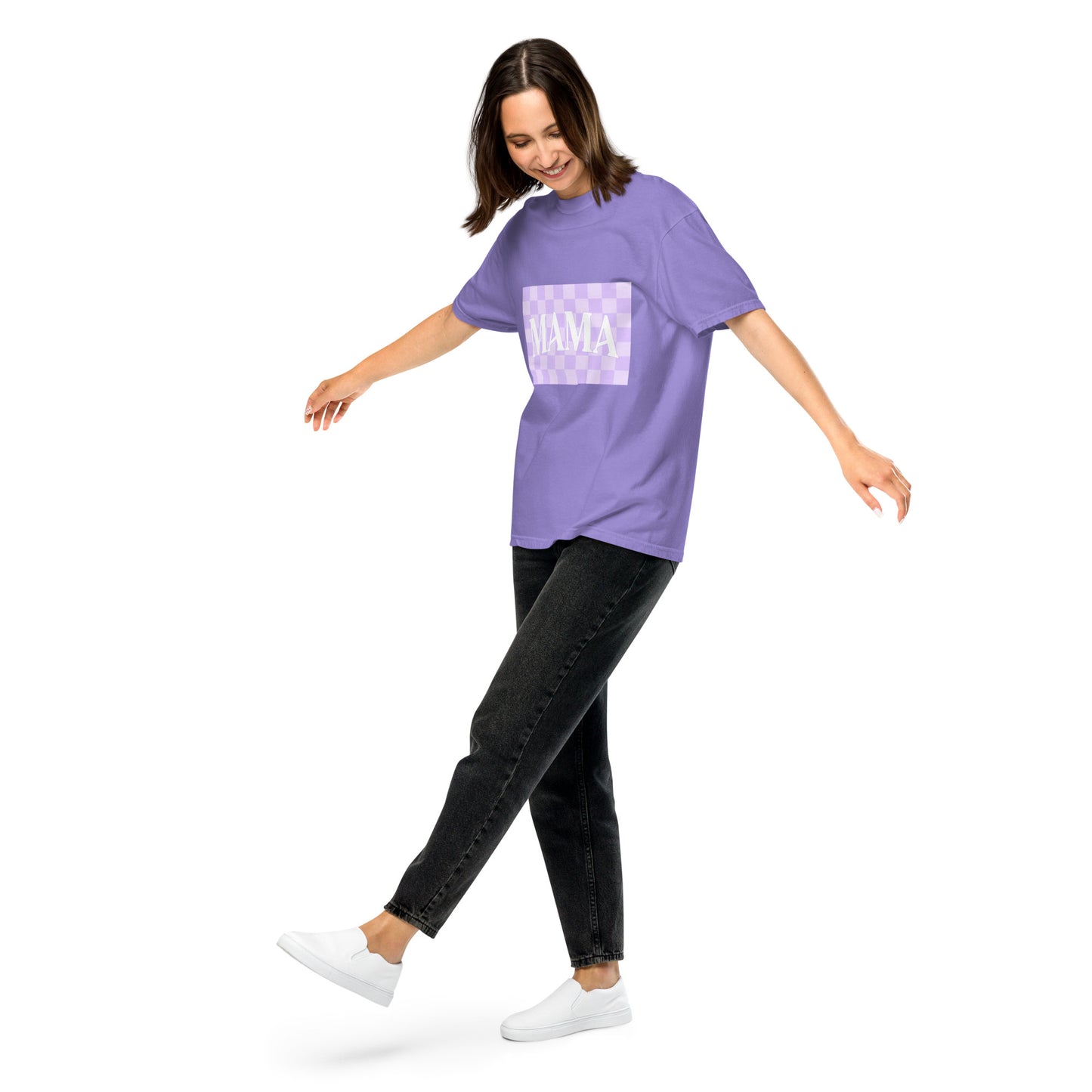 Mama Purple Checkered Heavyweight T-shirt
