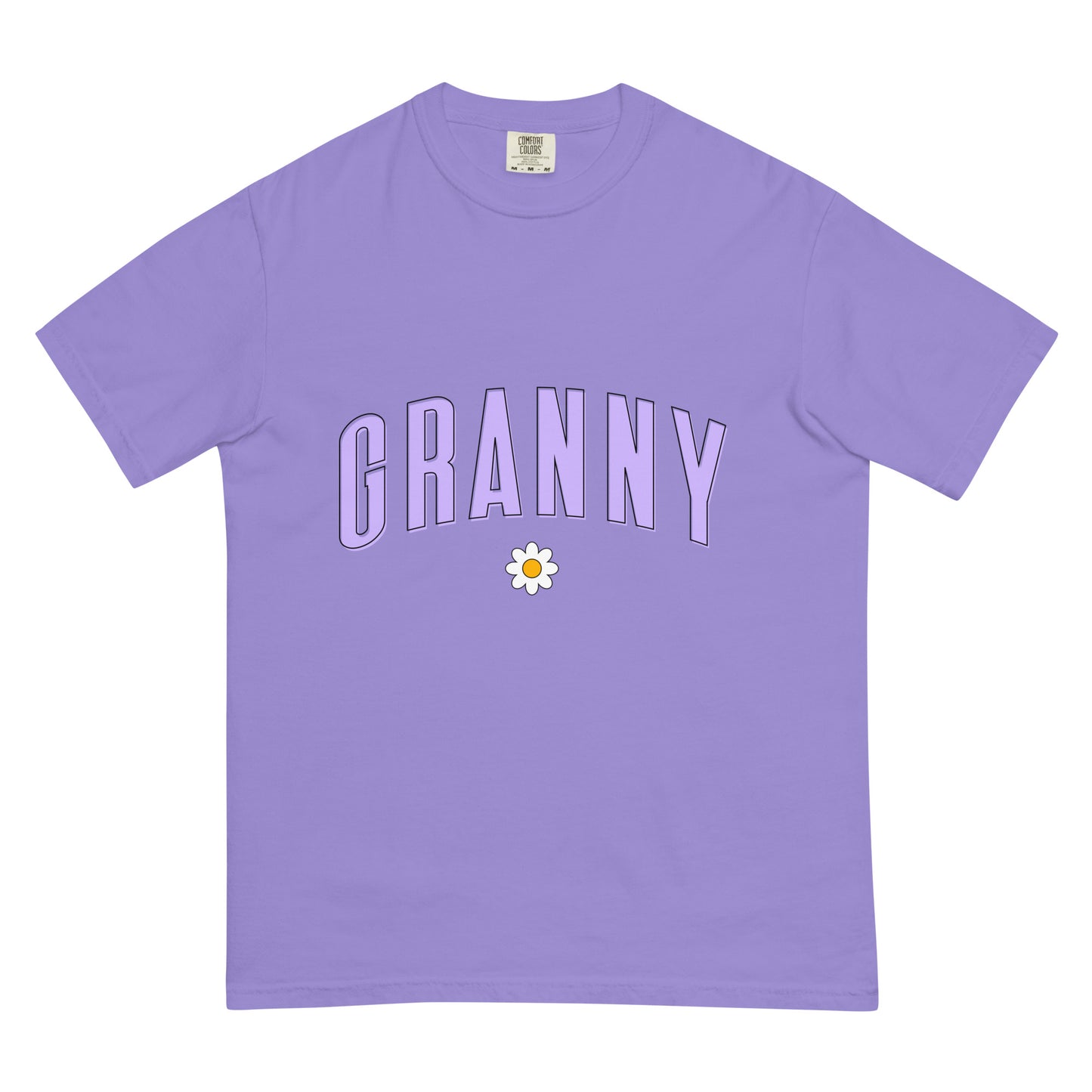 Daisy Granny Heavyweight T-shirt - Purple Letters