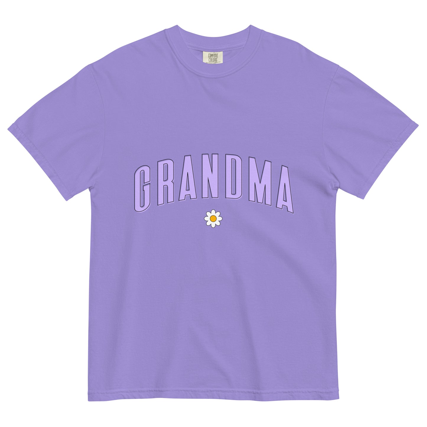 Daisy Grandma Heavyweight T-shirt - Purple Letters