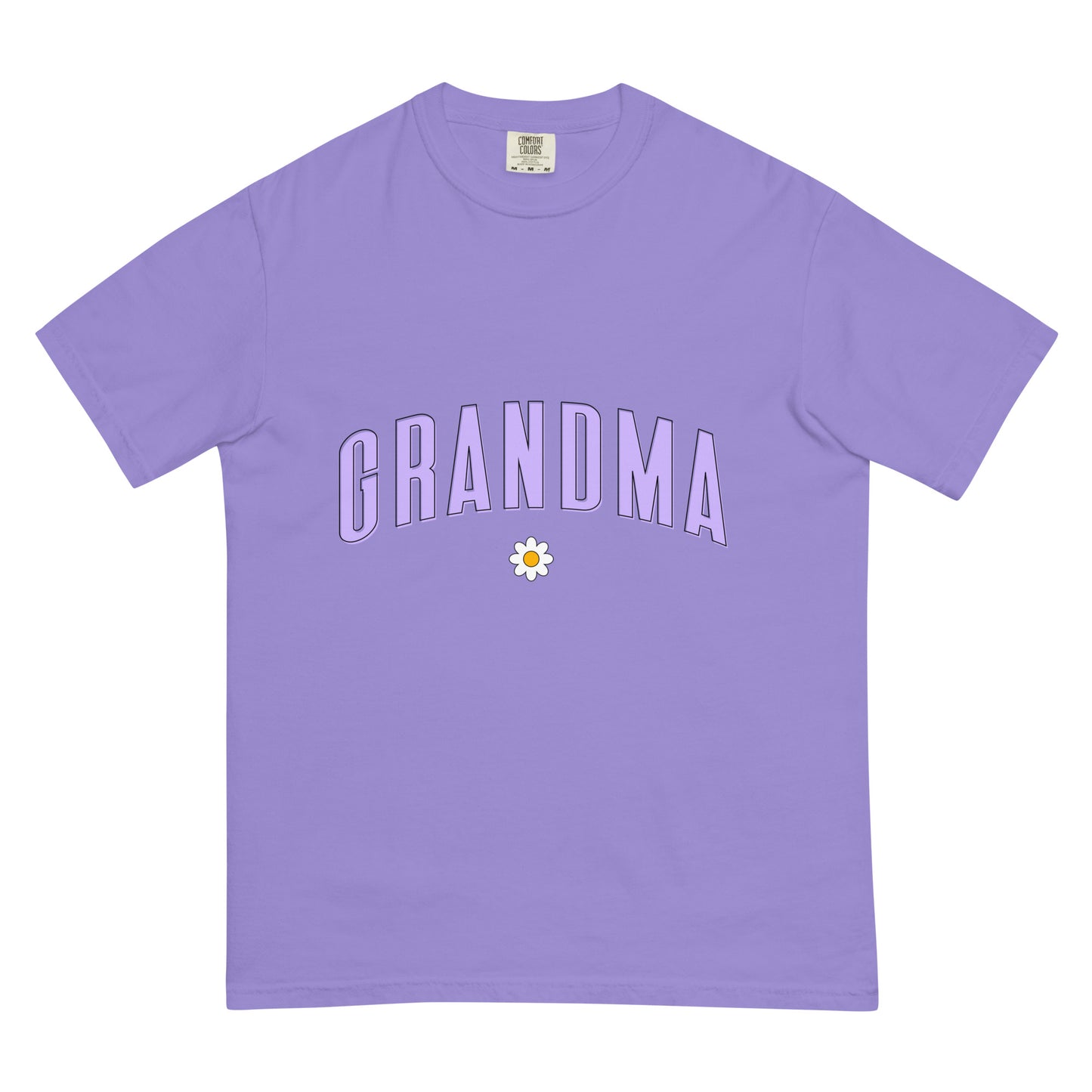 Daisy Grandma Heavyweight T-shirt - Purple Letters