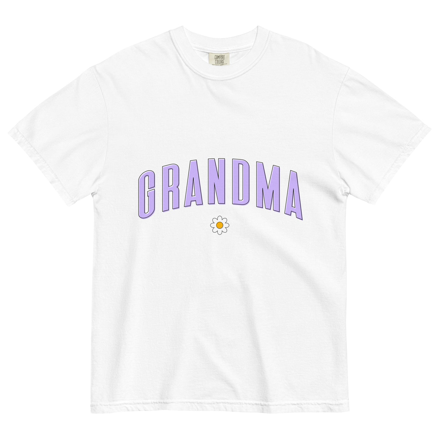 Daisy Grandma Heavyweight T-shirt - Purple Letters