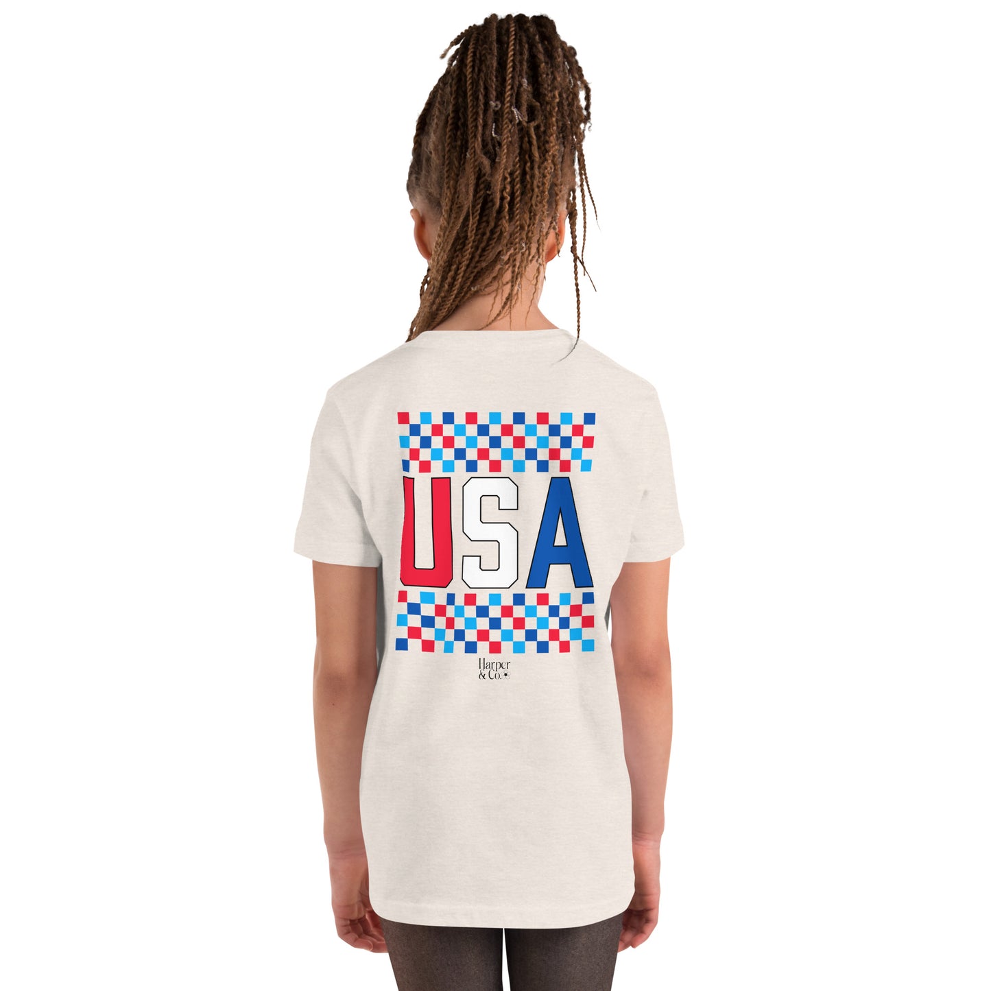 USA Checkered - Youth Short Sleeve T-Shirt