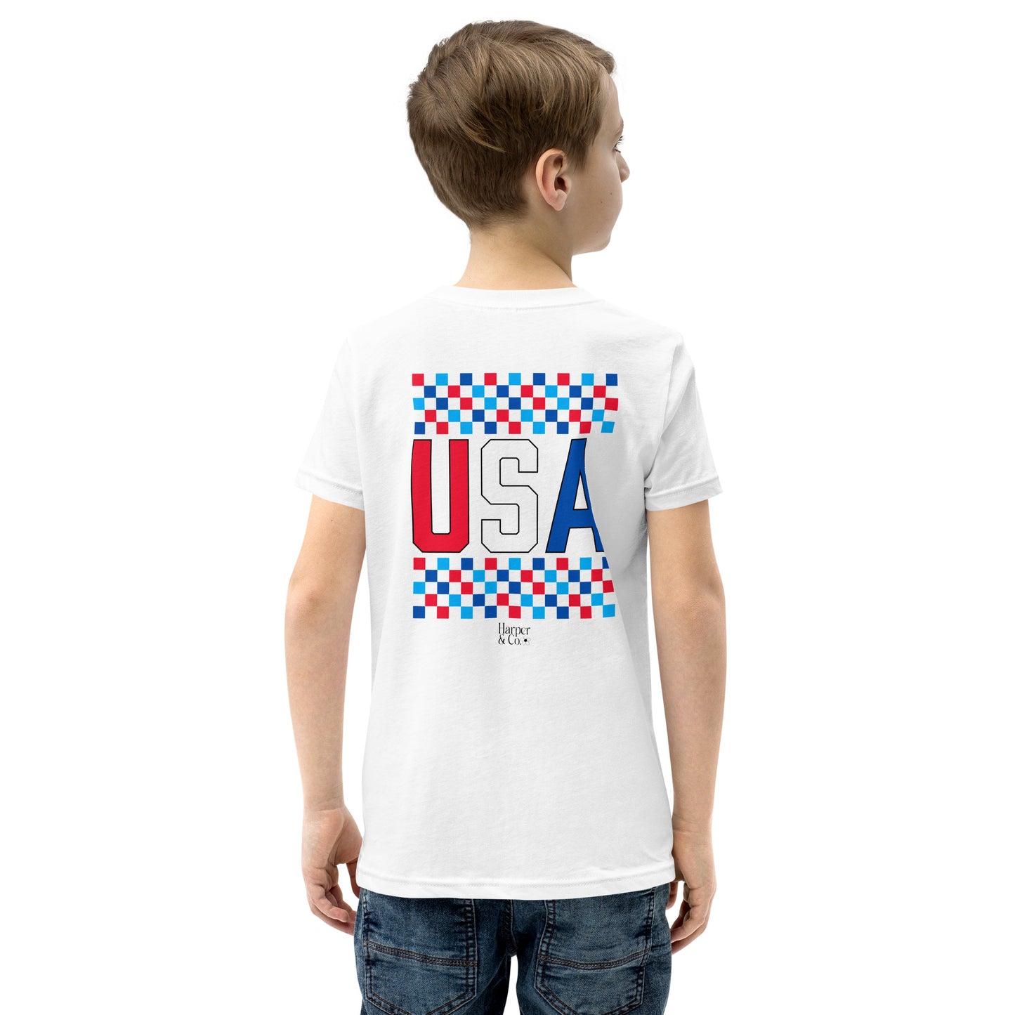 USA Checkered - Youth Short Sleeve T-Shirt